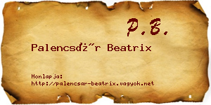 Palencsár Beatrix névjegykártya